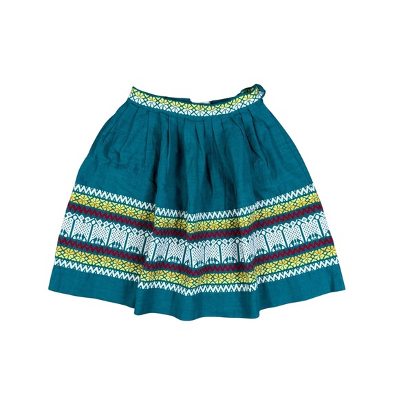 La Regional Dresses & Skirts - Vtg LaRegional Handwoven Skirt Womens Size 24 Folk Art Teal Multicolor Guatemala